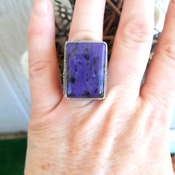 New Oversized Charoite 925 Silver Ring. - Picture 8 of 8
